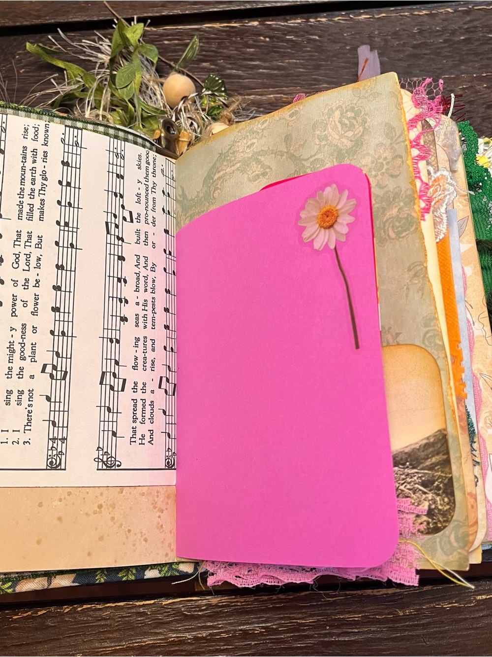 Small Chunky Junk Journal Nature Music Christian Faith Based Softcover 3 Sig - Picture 11 of 16